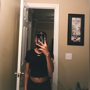 black crop top with criss cross back